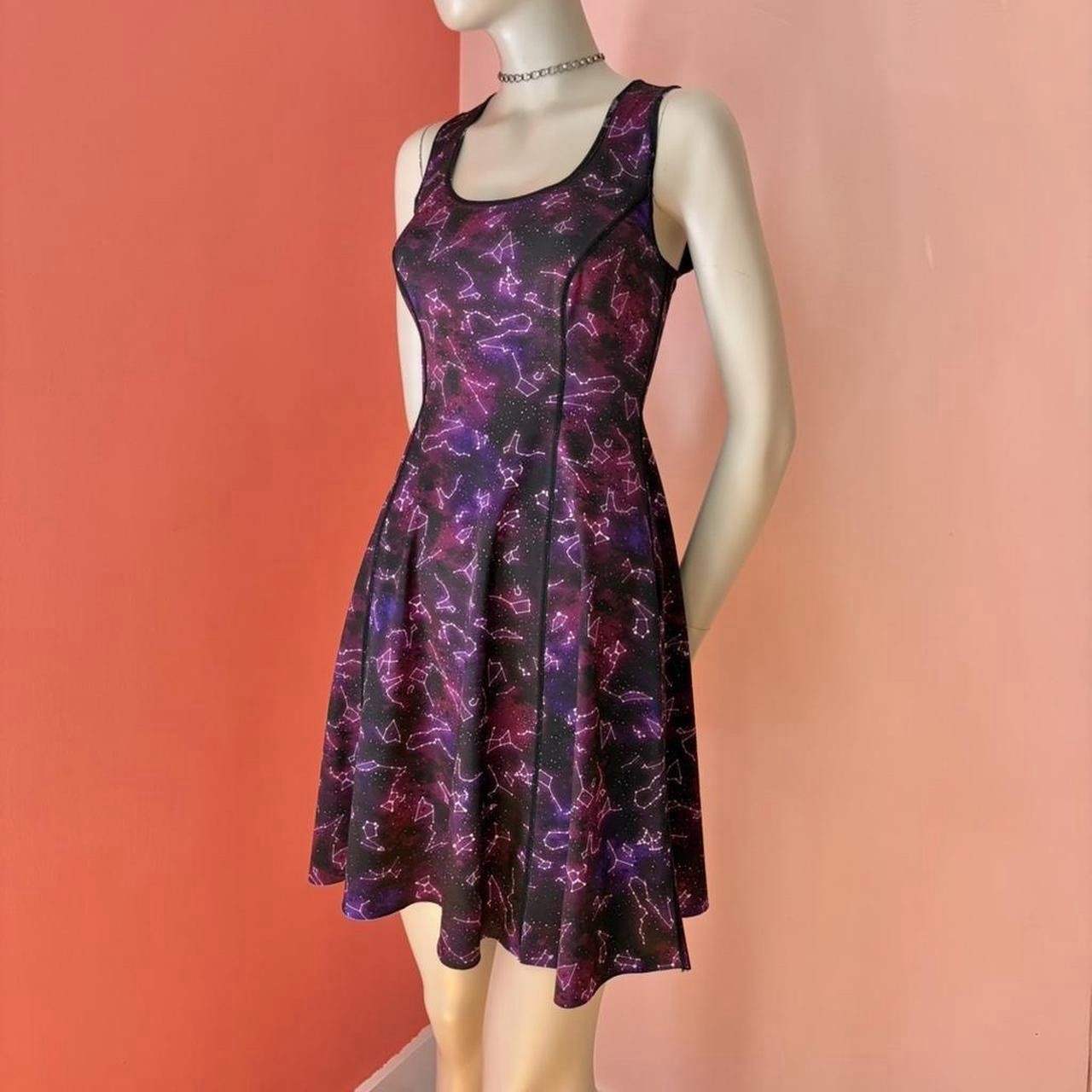 Reversible Stretch Celestial Galaxy Witchy Star Dress Constellations Astrology S