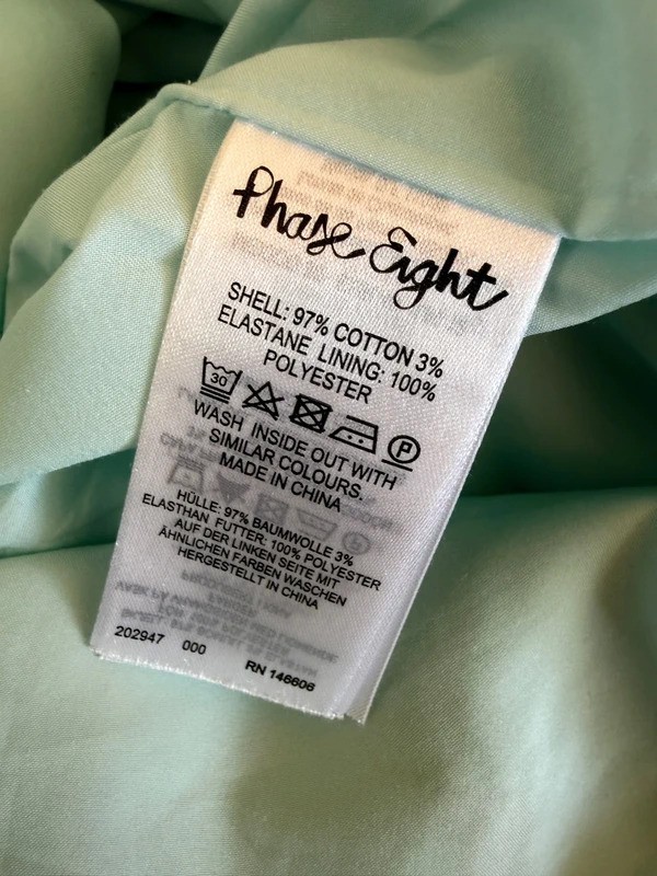 Phase Eight Pale Aqua Blue Cotton Smart Floral Shift Dress UK12