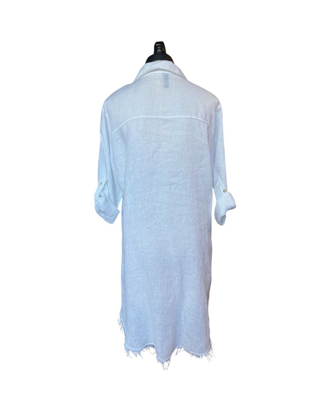 VENTI6 White Italian Linen Button Up Dress, Size S/M