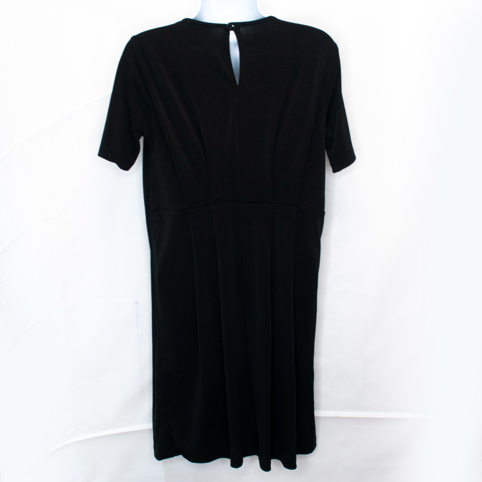 Asos Maternity Back Pleated Shift Dress Women 6 Black Short Sleeve Keyhole Q09