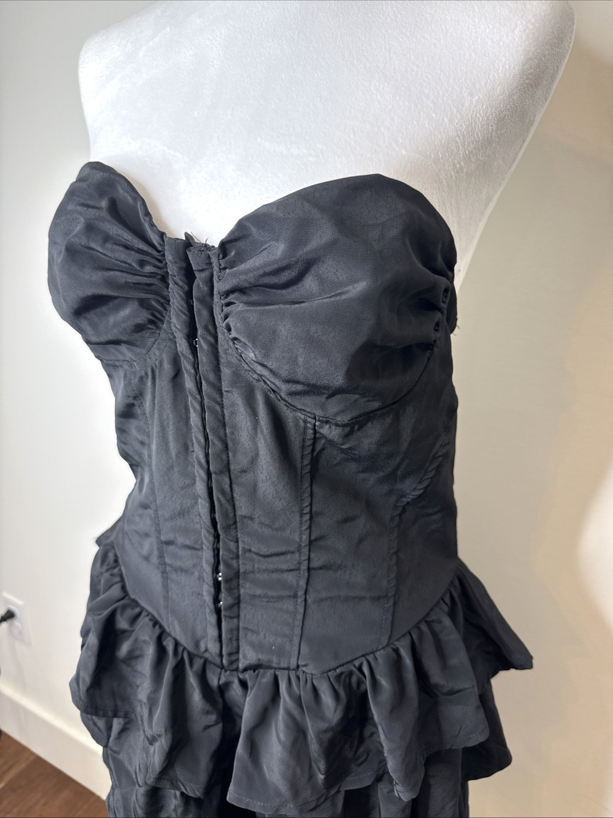 NEW Gothic Strapless Corset Ruffle Layered Mini Dress Babydoll Dark Fairy ALT L