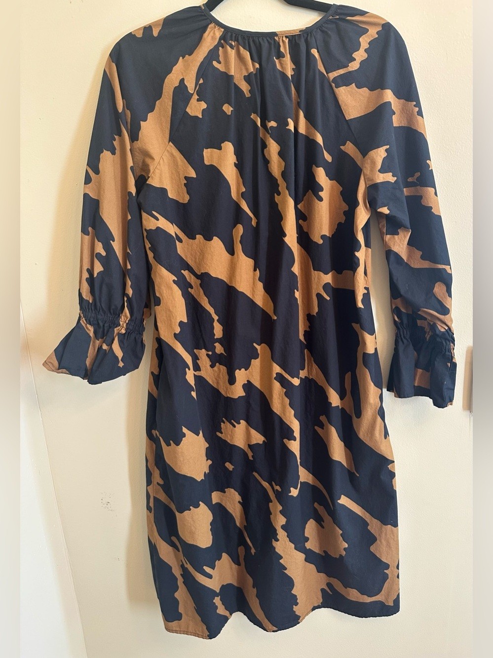 Who What Wear Black and Tan Patterned Women’s 100% Cotton Dress Size Small