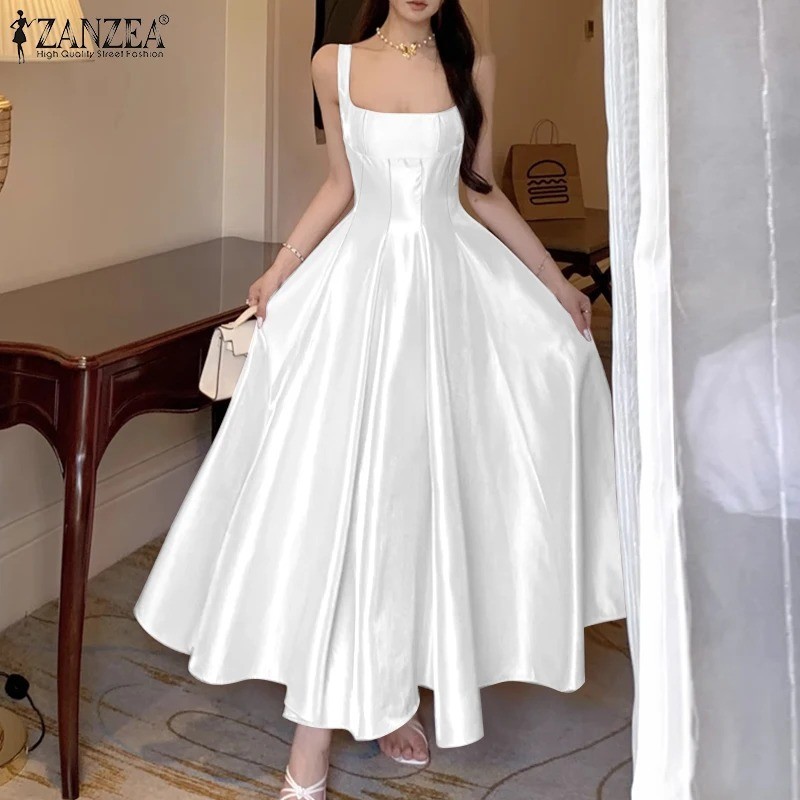 Evening Gown Graceful Party Robes Femme Women’s Silky Satin Wedding Guest White