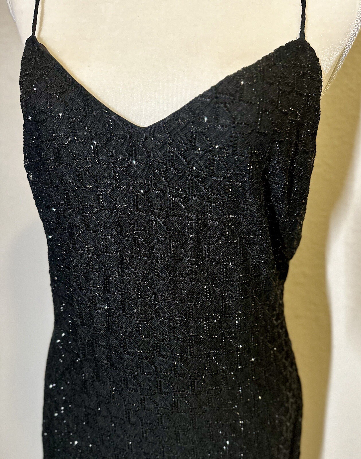 NWT $4190 Ralph Lauren Collection Colin Logo Beaded Mini Black Dress Sz 0