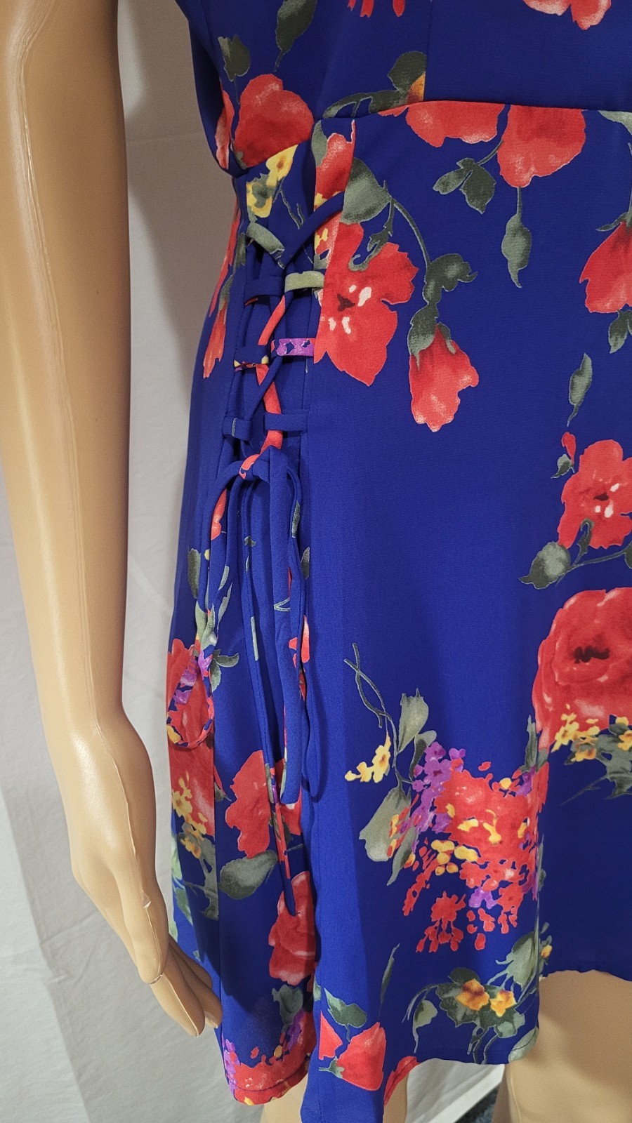 Altar’d State Womens Blue Floral Sundress Fit & Flare Size Medium Multicolor