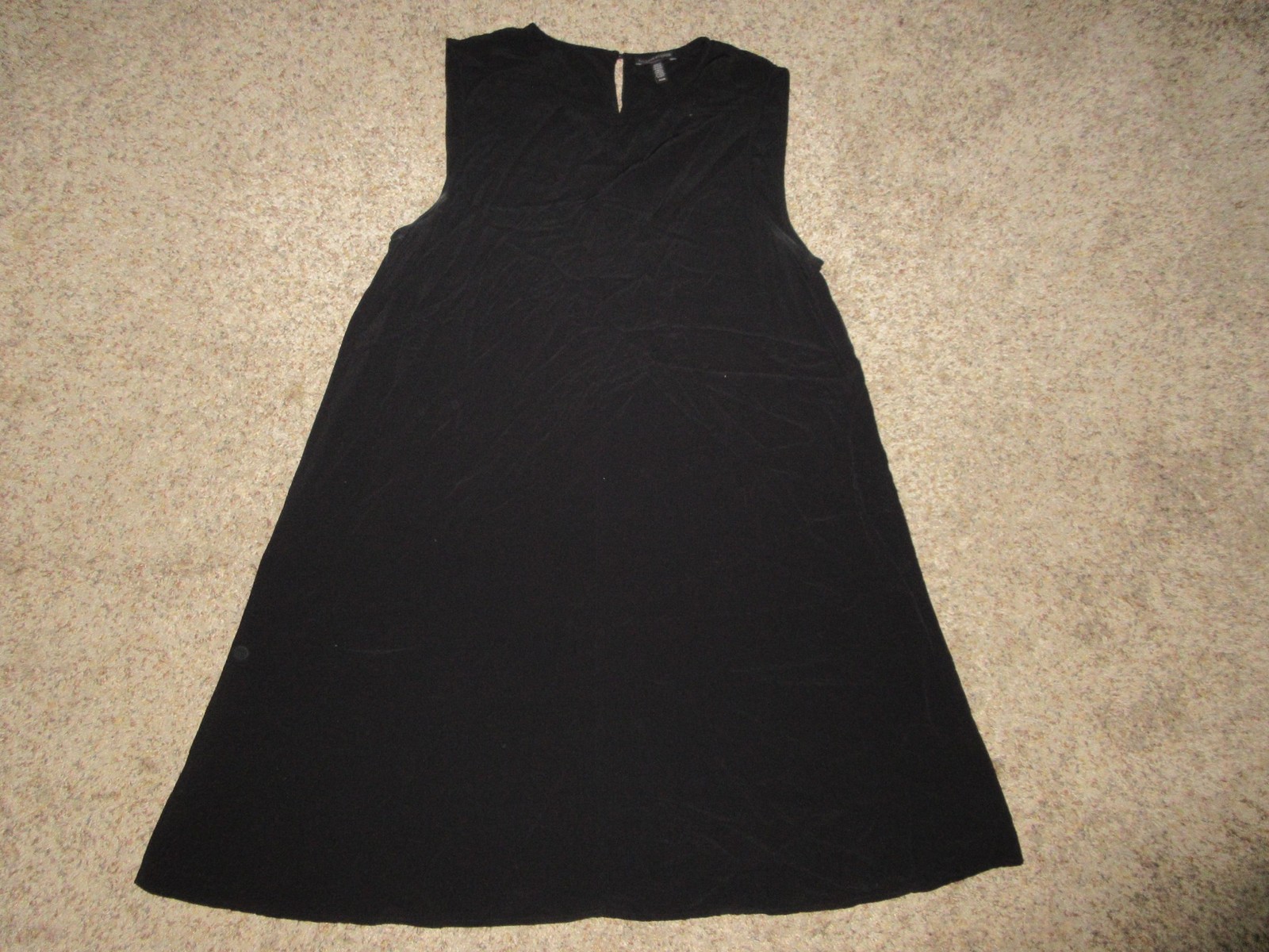 EILEEN FISHER BLACK CREPE SLEEVELESS DRESS MEDIUM TENCEL VISCOSE BLEND LOOSE FIT