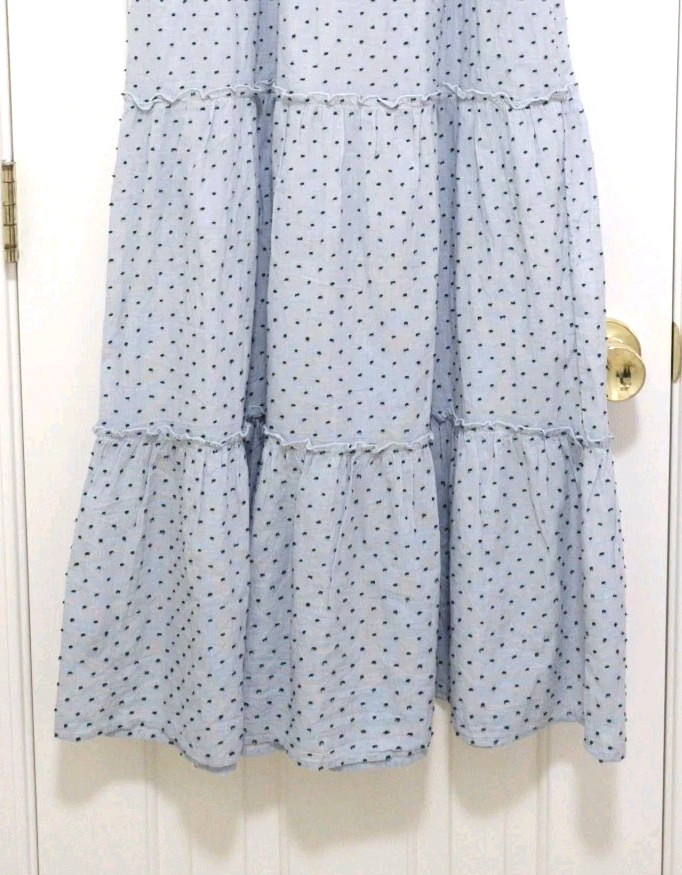 Style Envy Peasant BOHO STRETCHY Tube Top LONG STRAPLESS MAXI Dress Medium Blue