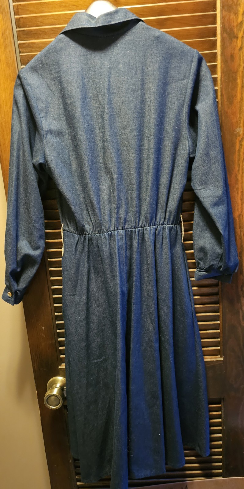 Vintage “EJM Petites” Denim Button Down Collared Dress Size 4, Denim Dress