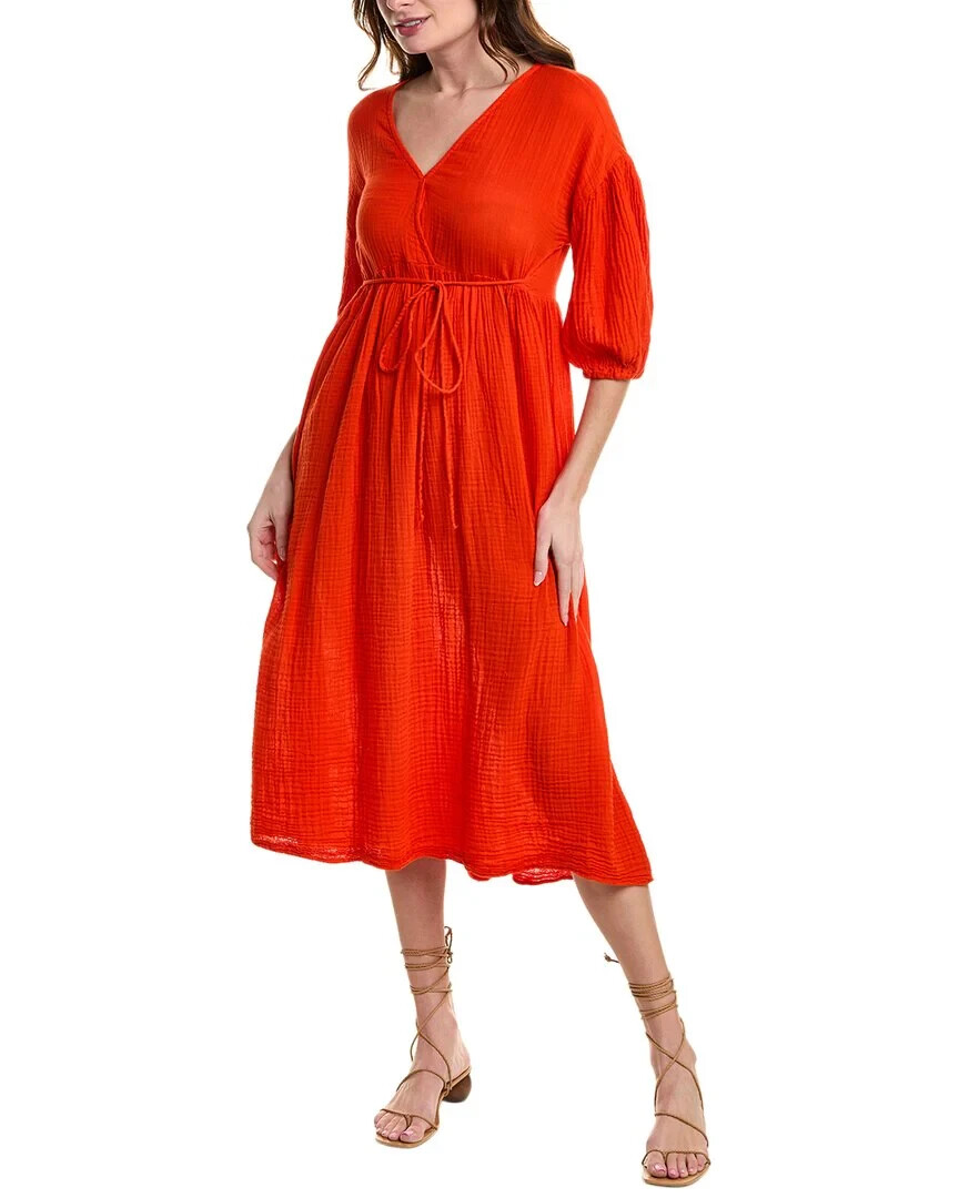 Michael Stars Women’s Red Isabella Empire Waist Midi Gauze Dress Sz S READ