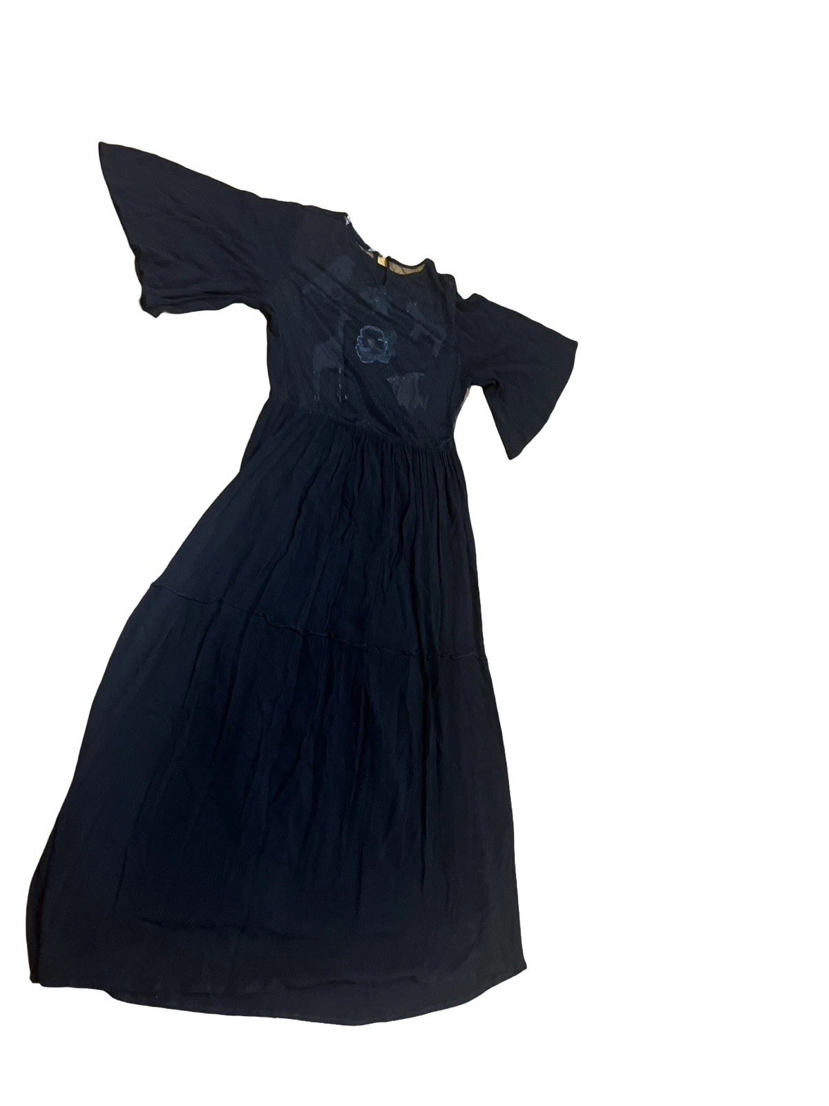 HTF Zara Maxi Dress Black Flowy Embroidered Animals Flowers Tiered Boho Witchy M