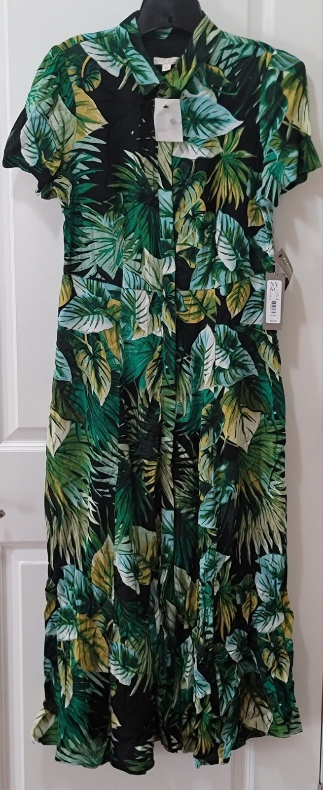 New York & Company Eva Mendes Women’s Tropical Leaf Dress size MED