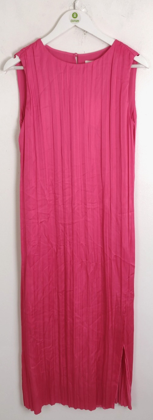 Autograph Textured Pleated Plisse Midi Dress Size 8 In Rose Pink New