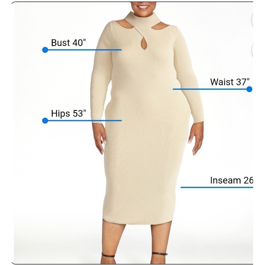 Sofia Vergara Womens Twist Front Sweater Dress Cream Lurex Size 22 XXXL