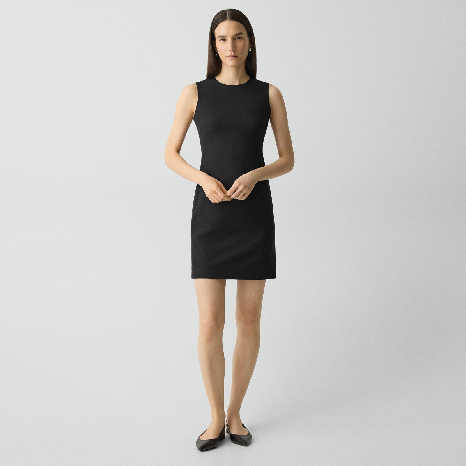 Theory Betty 2 Urban Black Stretch Wool Sheath Dress 6