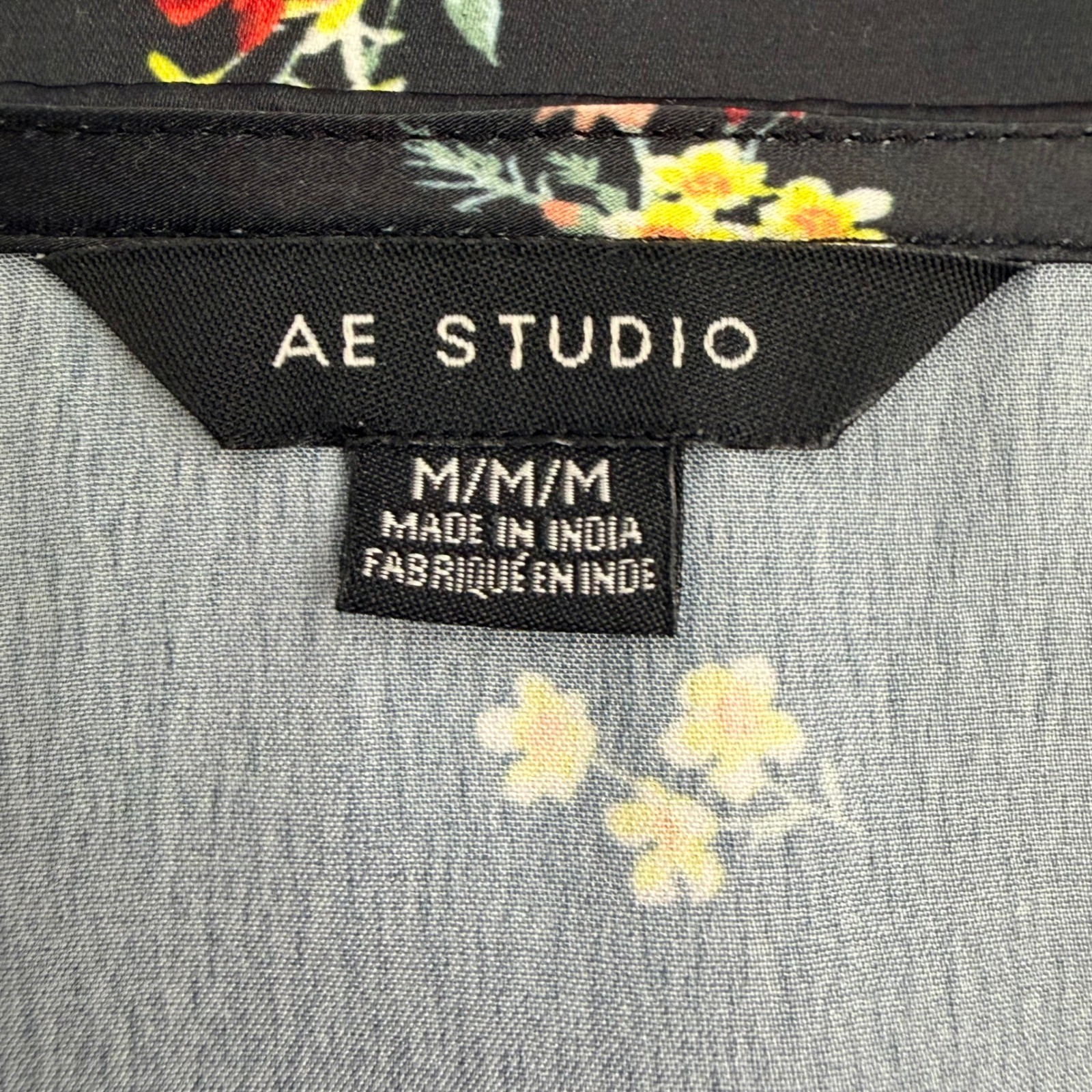American Eagle AE Studio Floral Patchwork Midi Slip Dress Black Womens M