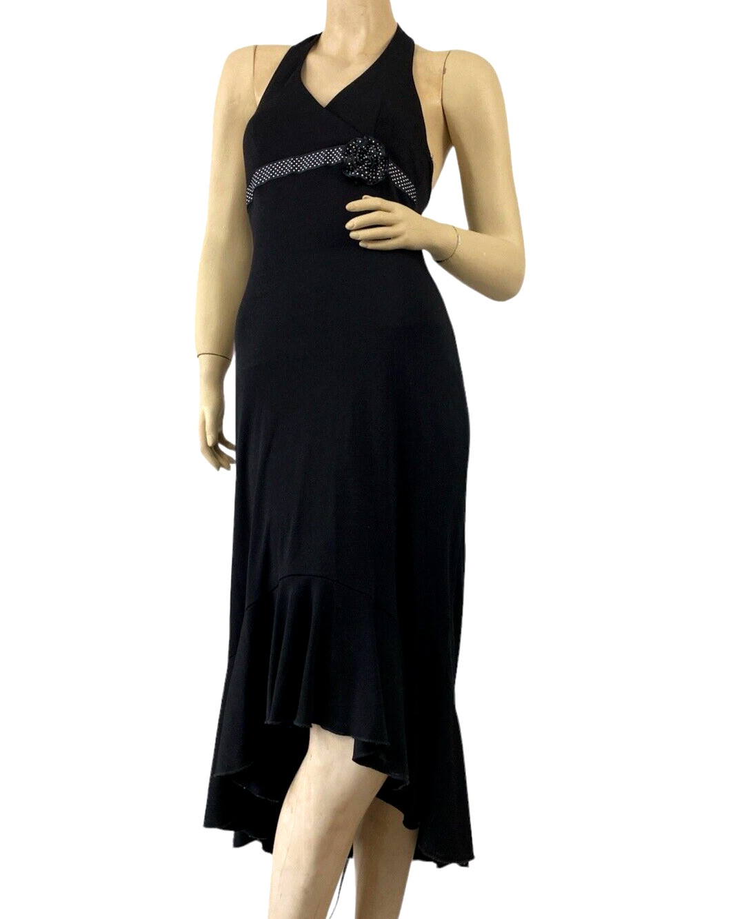 Vintage 90s City Triangles Little Black Halter Neck Dress Size Medium USA EUC