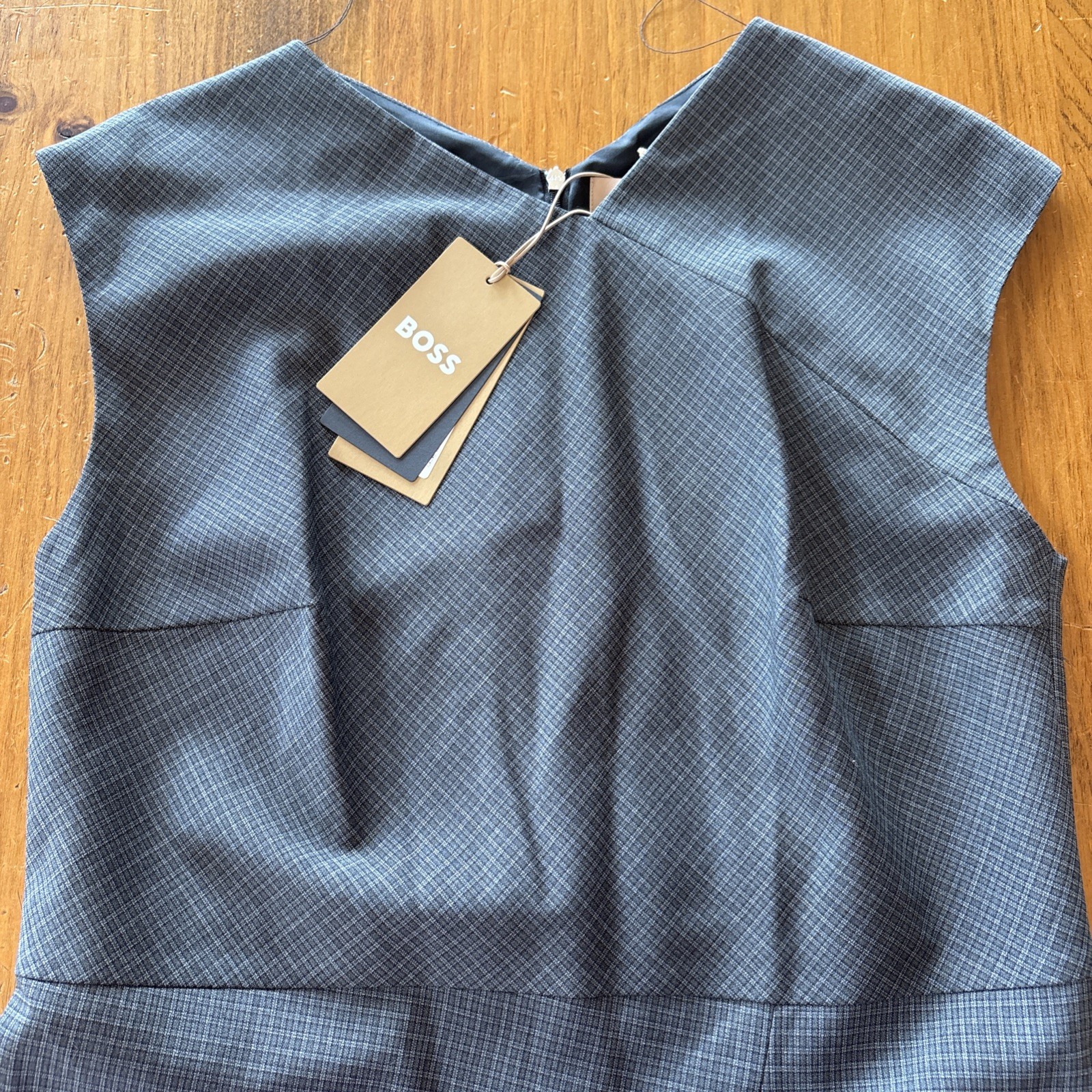 NEW Hugo Boss Womens Dechesta Check Sheath Mini Dress Size 8 Wool Career Lined