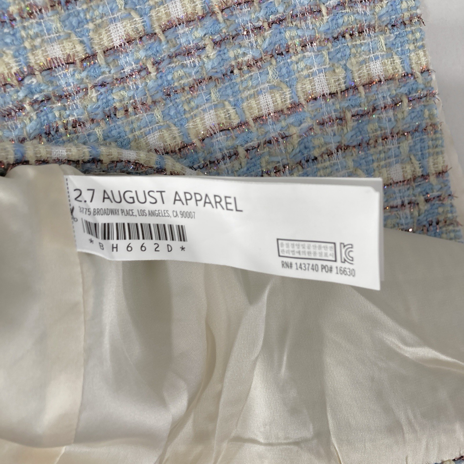 Euro Wool Tweed Pearl Button Front Woven Baby Blue Retro Dress Womens M NWT $140