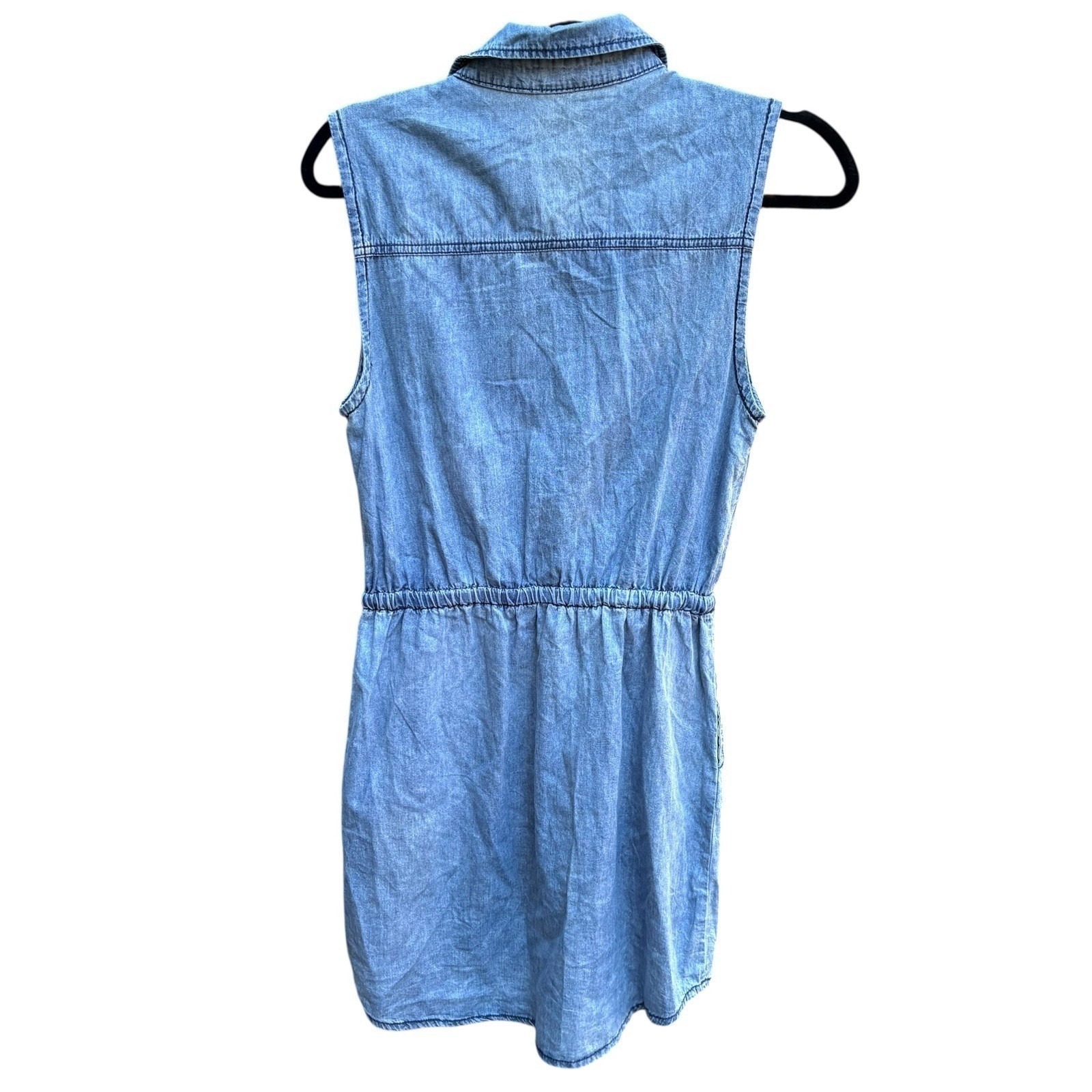 Womens Medium Dress Light Blue Chambray Casual Minimalist Cowgirl Western Rodeo