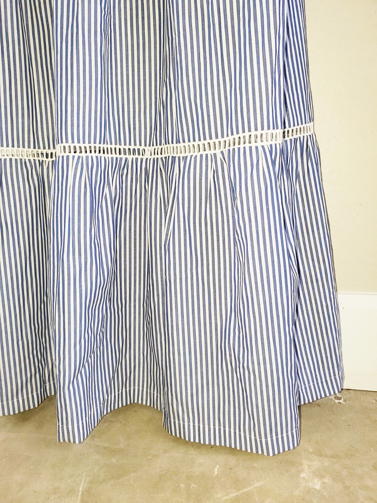NWT Brooke Wright Cha Cha Maxi Dress Size Small Blue White Stripe Ruffled