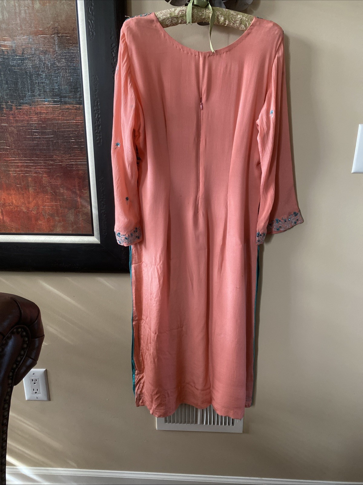 Vintage Sheer Tunic Midi Dress Cover-Up Embroidered Size S Artsy Boho OOAK New