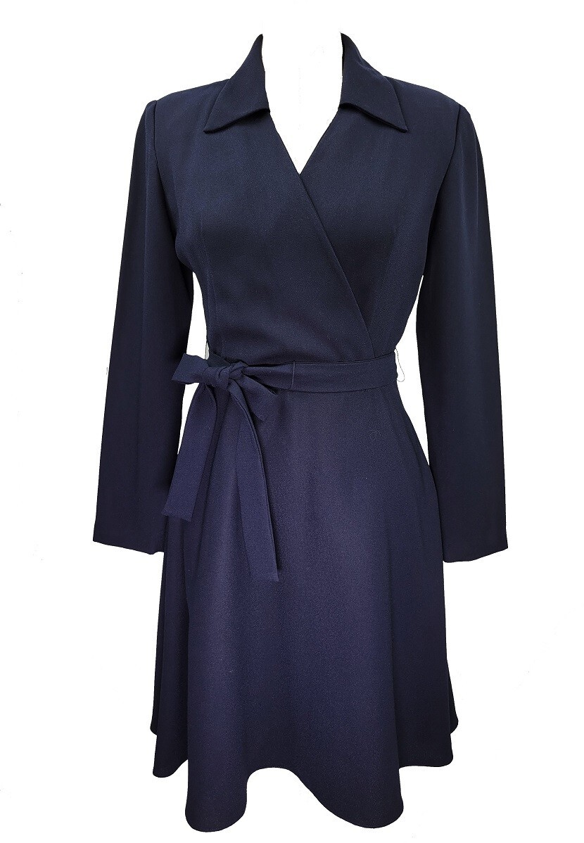 Vintage Oberon New York Navy blue Women’s business collared V Neck Dress Size 8