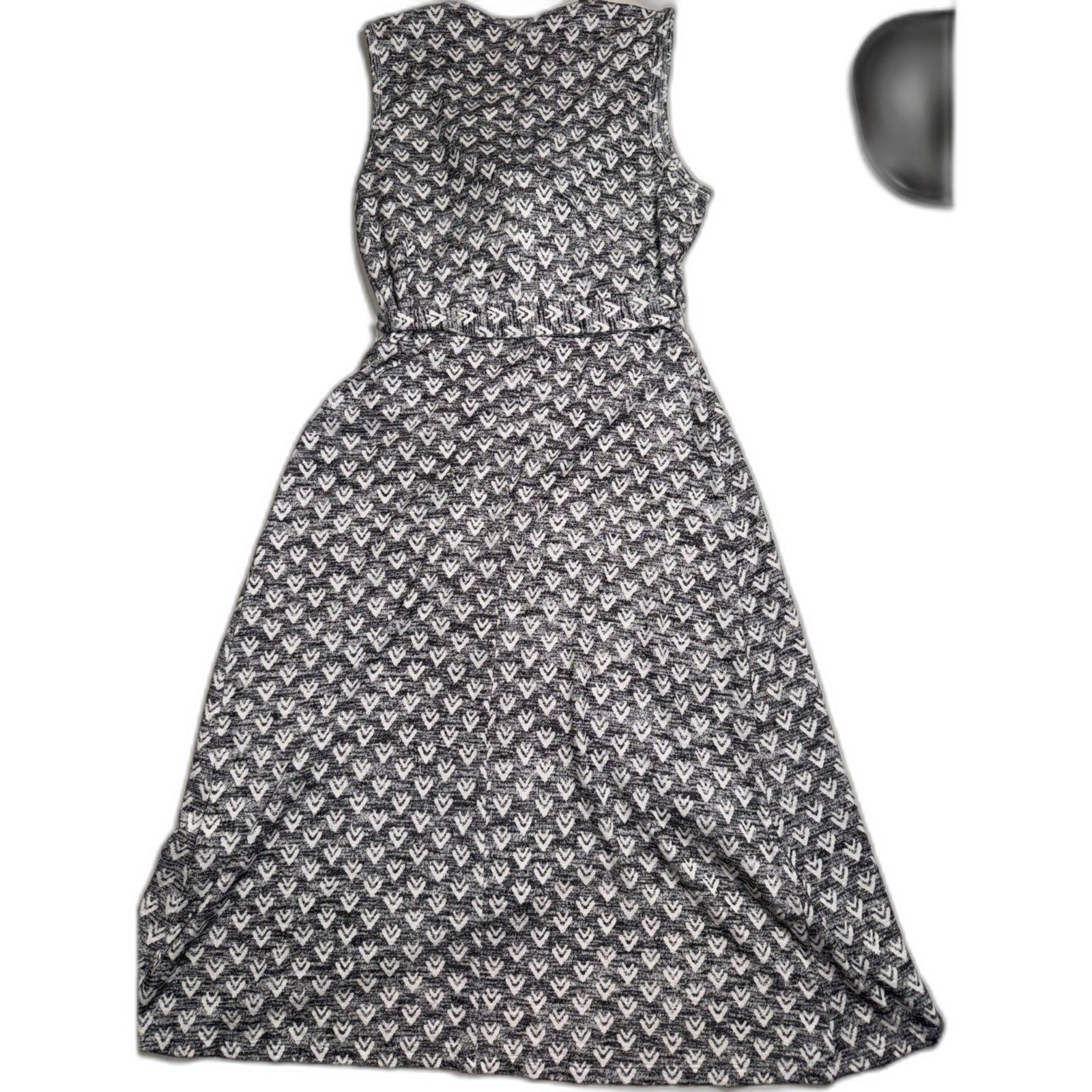 41 Hawthorn Small Sleeveless Faux Wrap Midi Dress Gray Chevron Tulip Hem