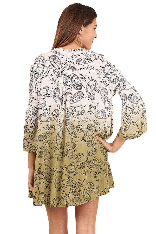 OVERSIZE S UMGEE SAGE OMBRE Dip Dye Button Keyhole Dress/Tunic BH