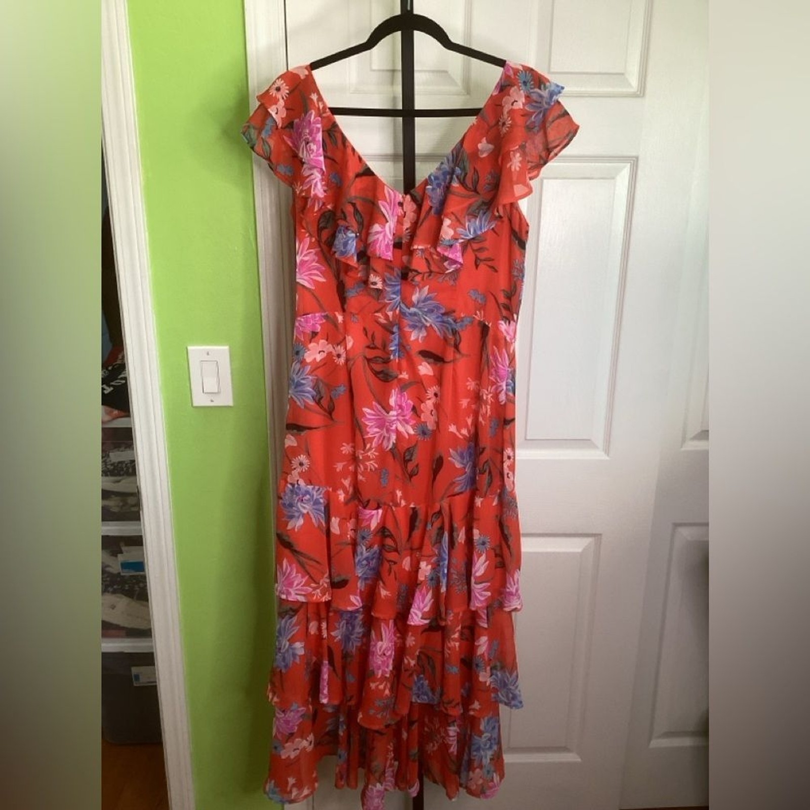 Shelby & Palmer High Low Dress – Red and Purple Floral, size 12
