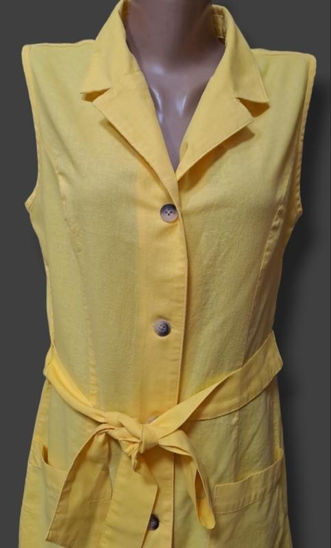 Esmara Yellow Button Up Sleeveless MIDI Dress Size 38