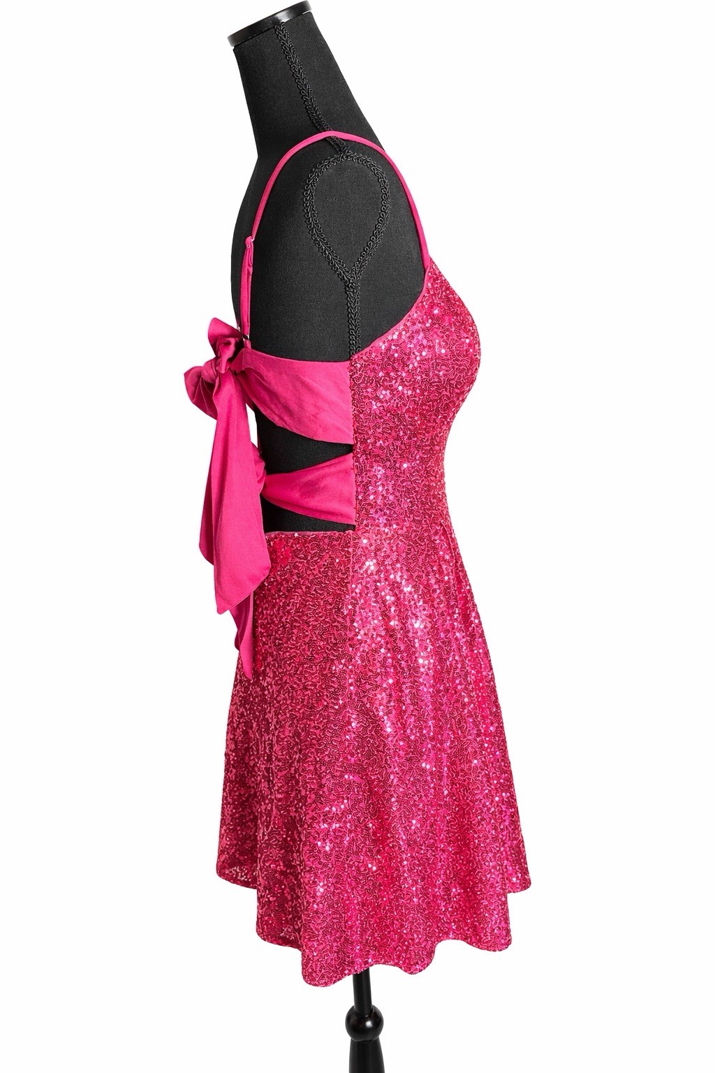 Ryanth Pink Sequin Fit & Flare Dress Size 8 Back Tie Party Formal NWT