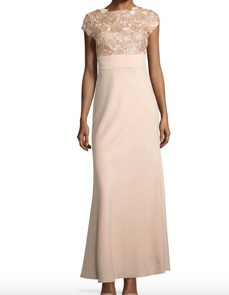 JS Collections Sequin And Floral Embroidered Cap Sleeved Gown Size 6 #B84