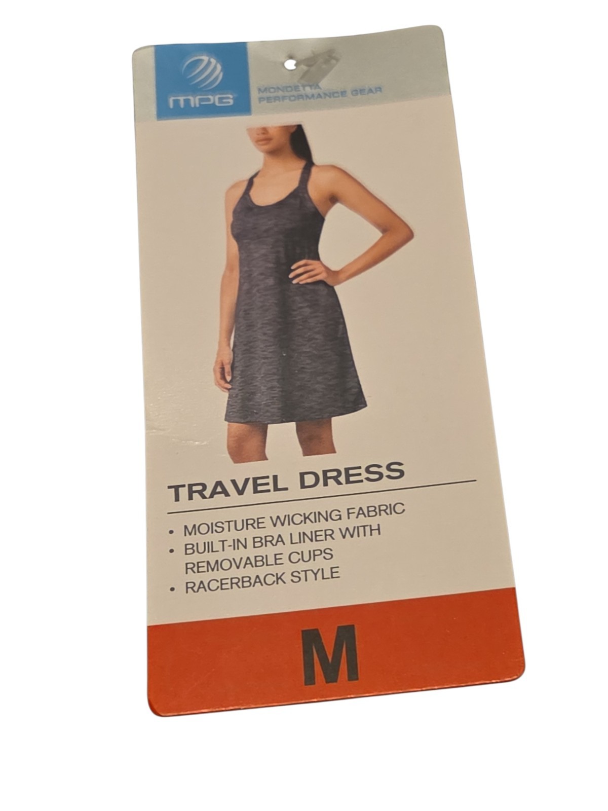 MPG Mondetta Travel Dress Womens Medium M Gray Space Dye Knit Built-In Bra NWT