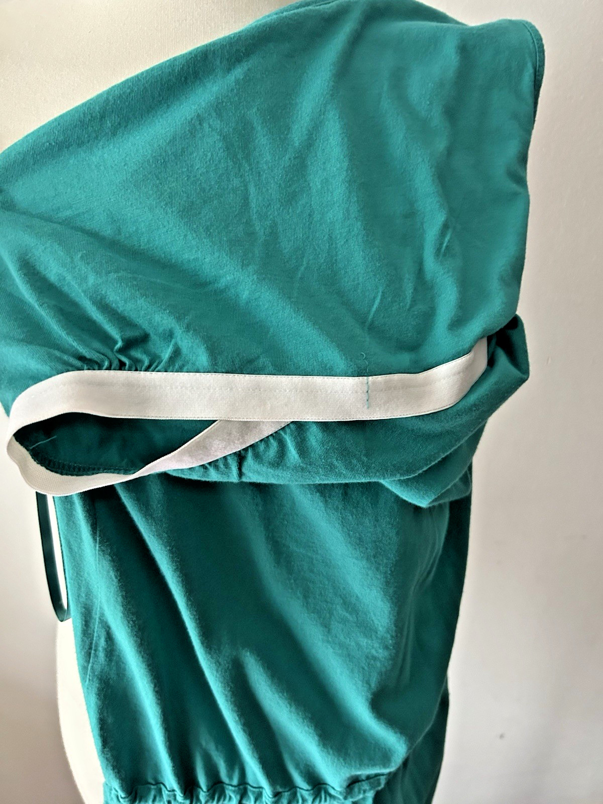 GAP Women’s One Shoulder Stretch Cotton Blend Dress Teal Size Medium