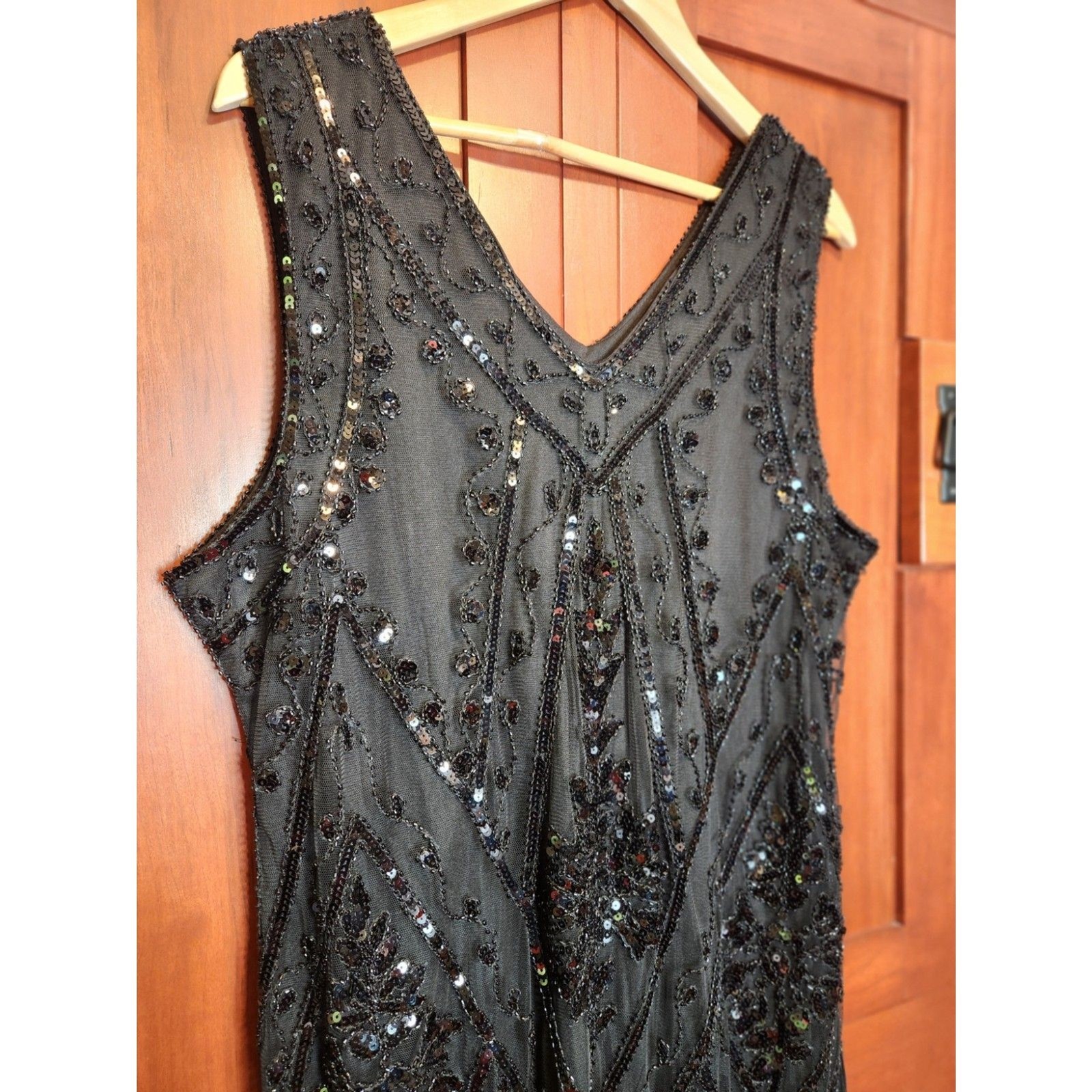 PrettyGuide Black Sequined Flapper Style Dress with Fringe Womens Size 3X NWT!