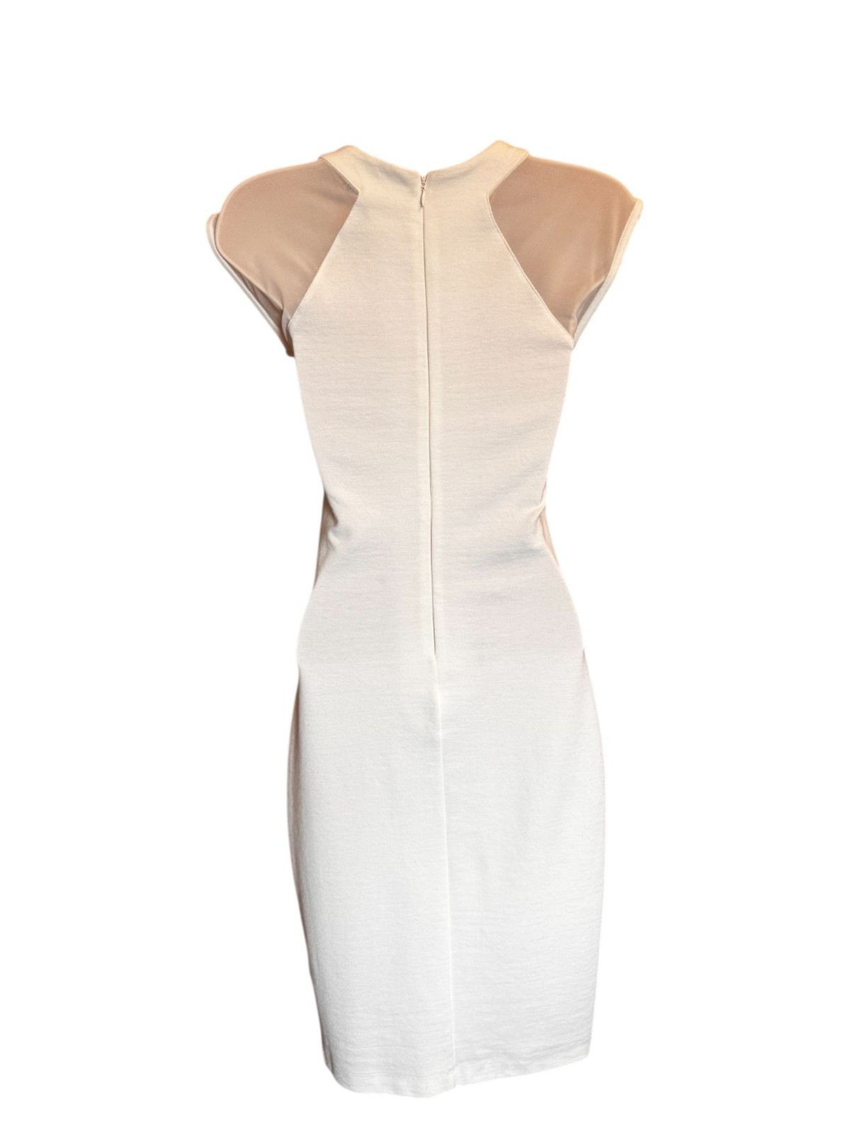 French Connection White Bodycon Sheath Dress Sz 2 Mesh Cutout Party Cocktail
