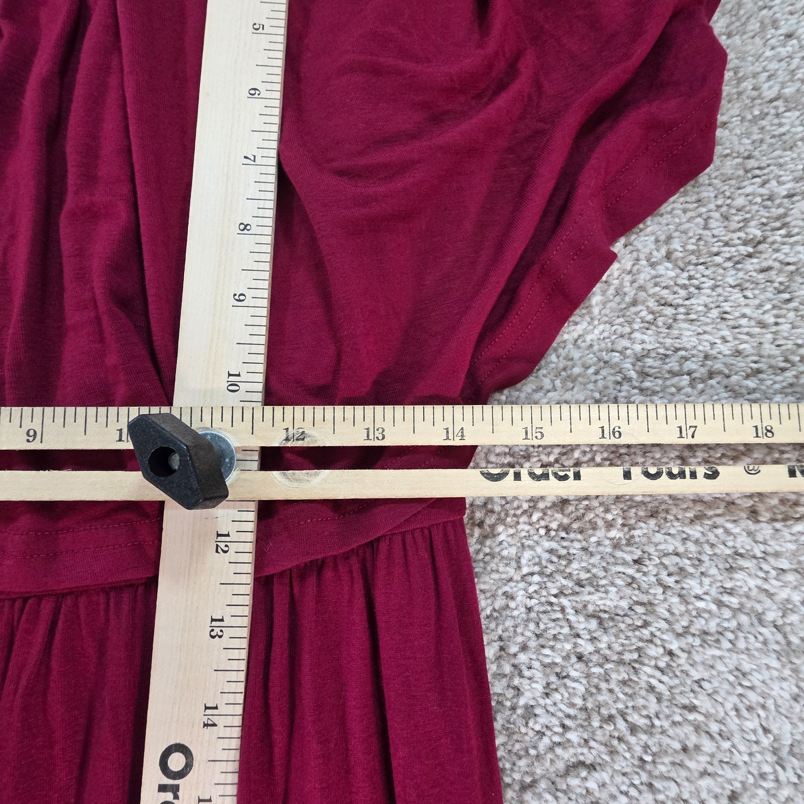 LILBETTER Women Off The Shoulder Ruffle Side Split Maxi Dress Wine Medium NEW
