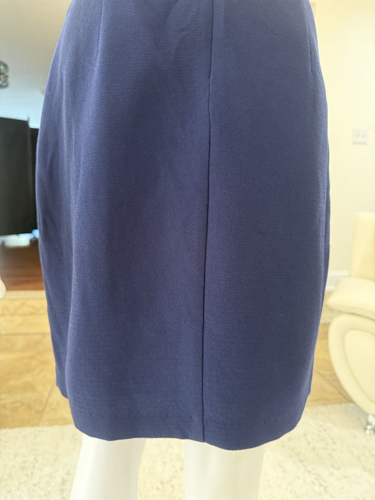 ABS Allen Schwartz White/Navy Strap Colorblock Peplum Mini Dress Size10