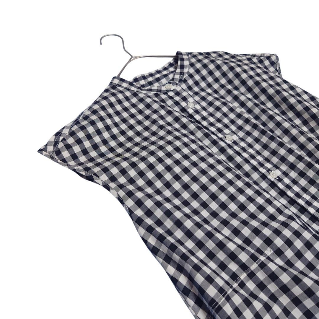 MUJI Gingham Check Dress L Black White A Line with Pockets