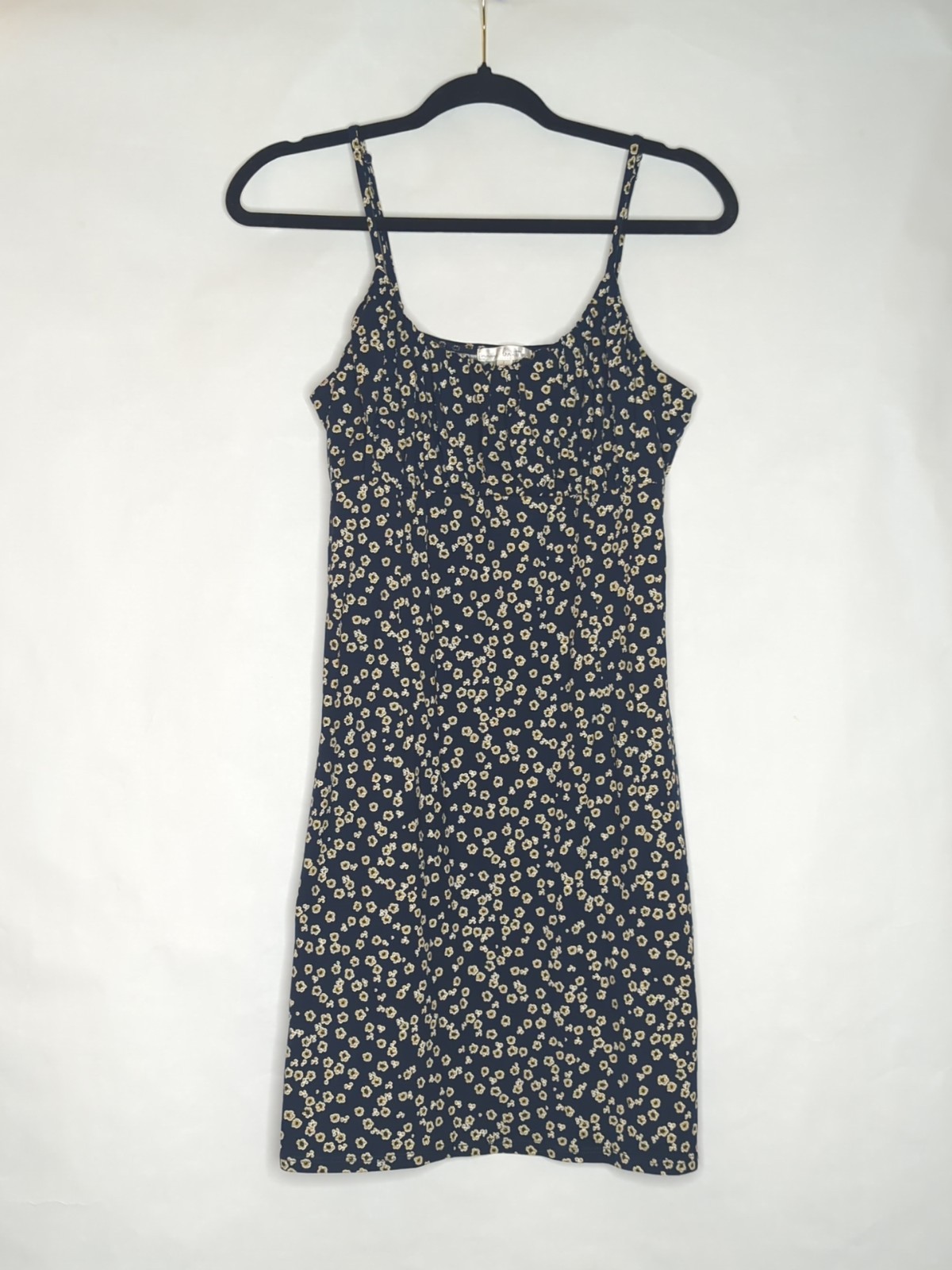 Nine Britton Sundress Sz Large Navy Blue Floral Knee Length Spaghetti Strap