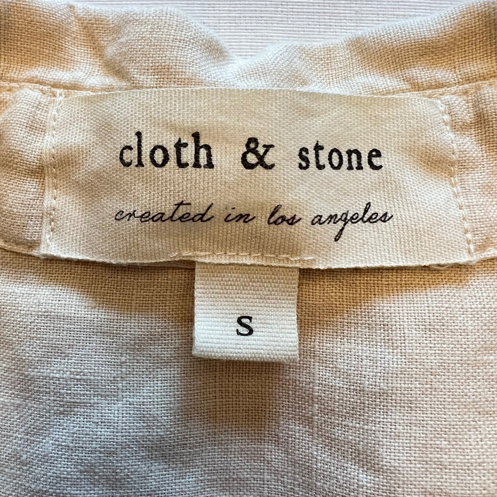 Cloth & Stone 100% Linen Oatmeal Beige Neutral Button Down Shirt Dress Size S