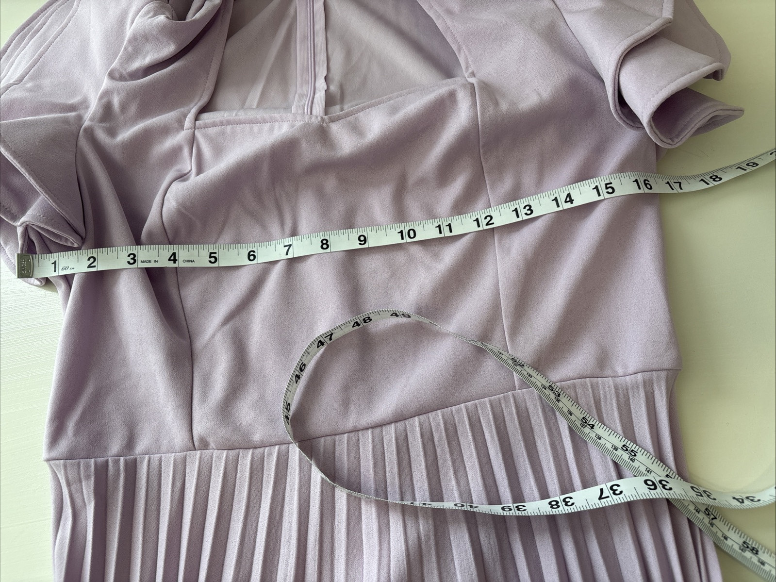 Aomei Womens Long Lilac Purple Flowy Ruffle Sleeve Dress Zip Back Size Large