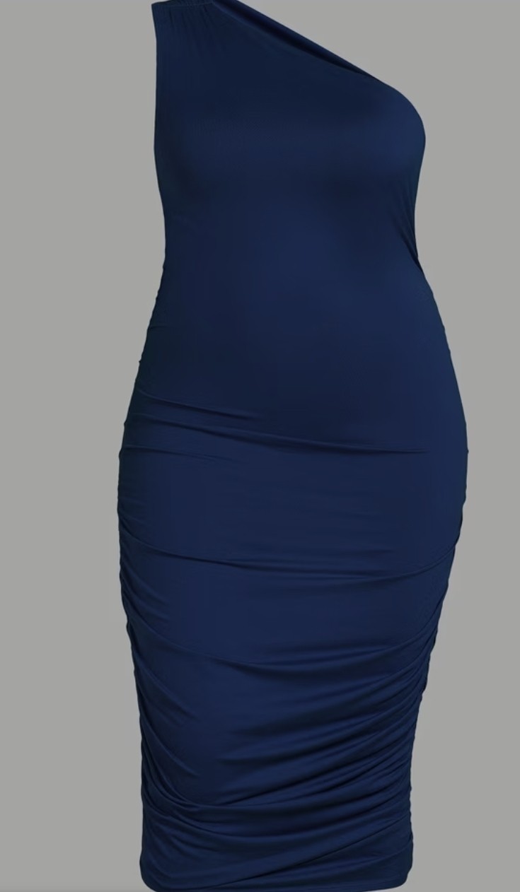 Sofia Navy Blue One Shoulder Plus Size Dress Size XXL