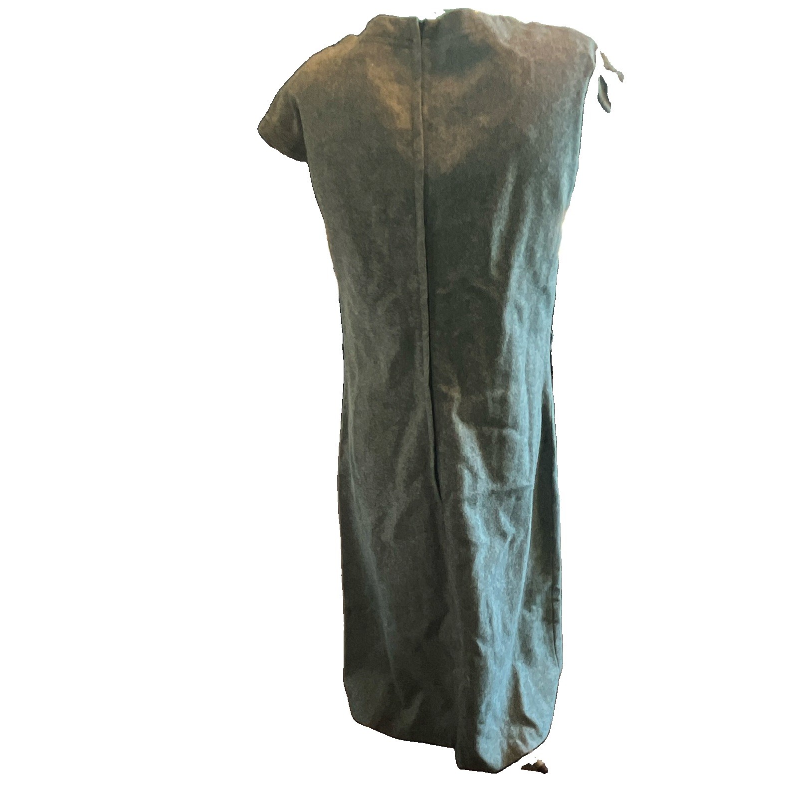 Vintage 60s Women’s Green Woven Maxi Dress Round Neck cap Sleeve Regular 10