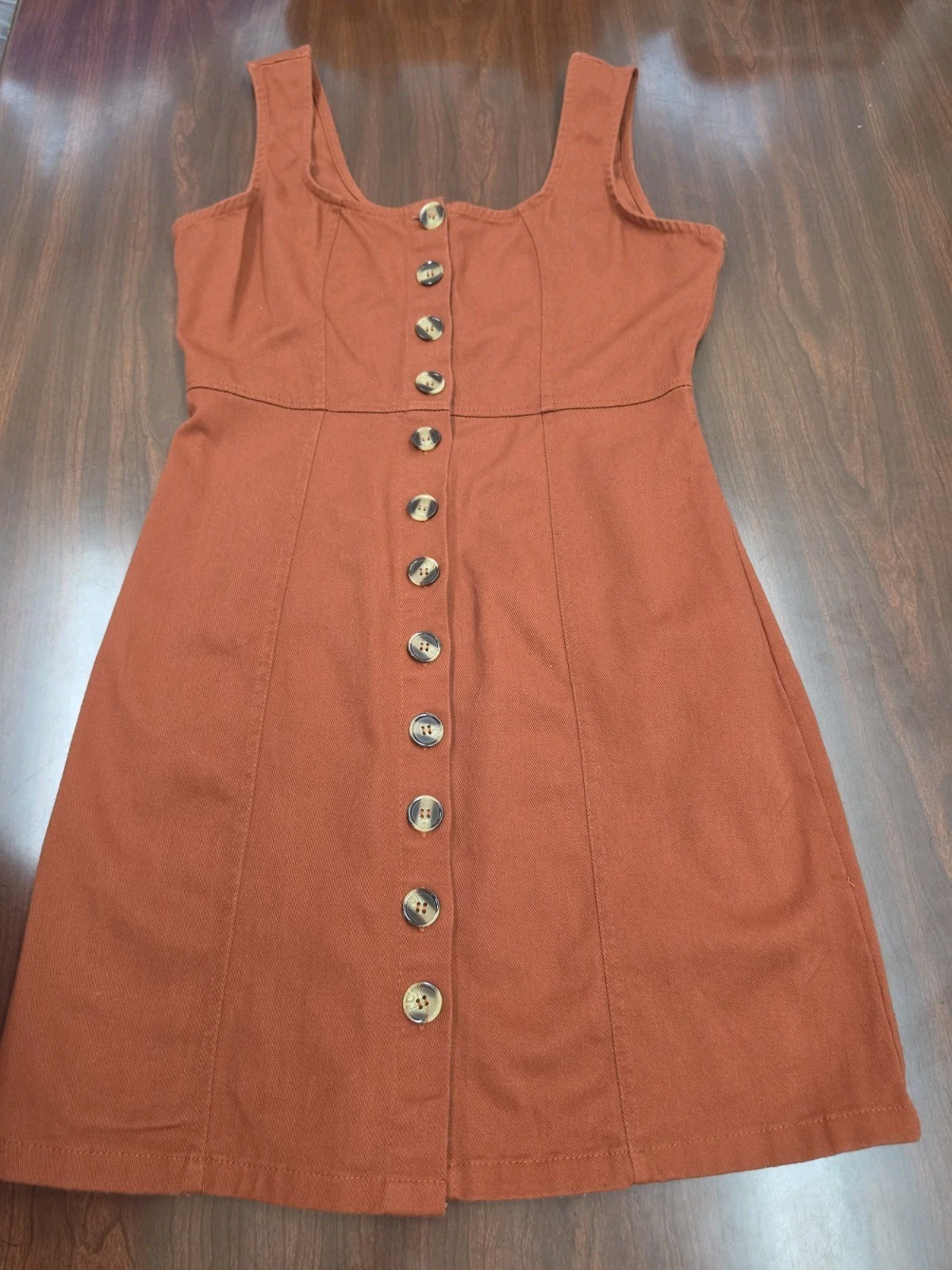 J For Justify Womens Rust Button Front Mini Dress Sleeveless A Line Boho Size M