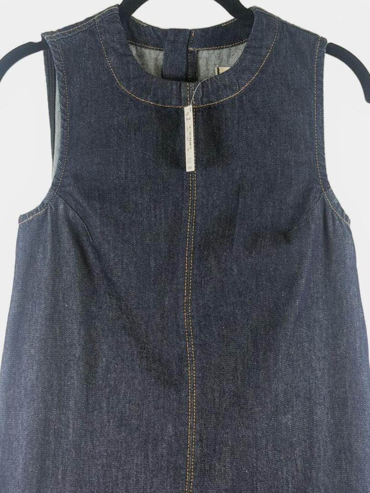 Madewell Boxy Sleeveless Denim Shift Dress Essex Wash Dark Indigo Mini Size 00