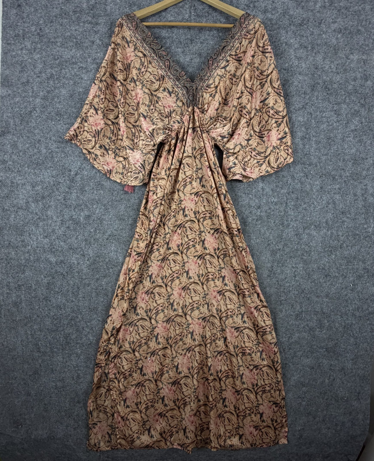 Cienna Maxi Dress Womens Small Fairy Paisley Silk Blend Flowy Festival Bohemian