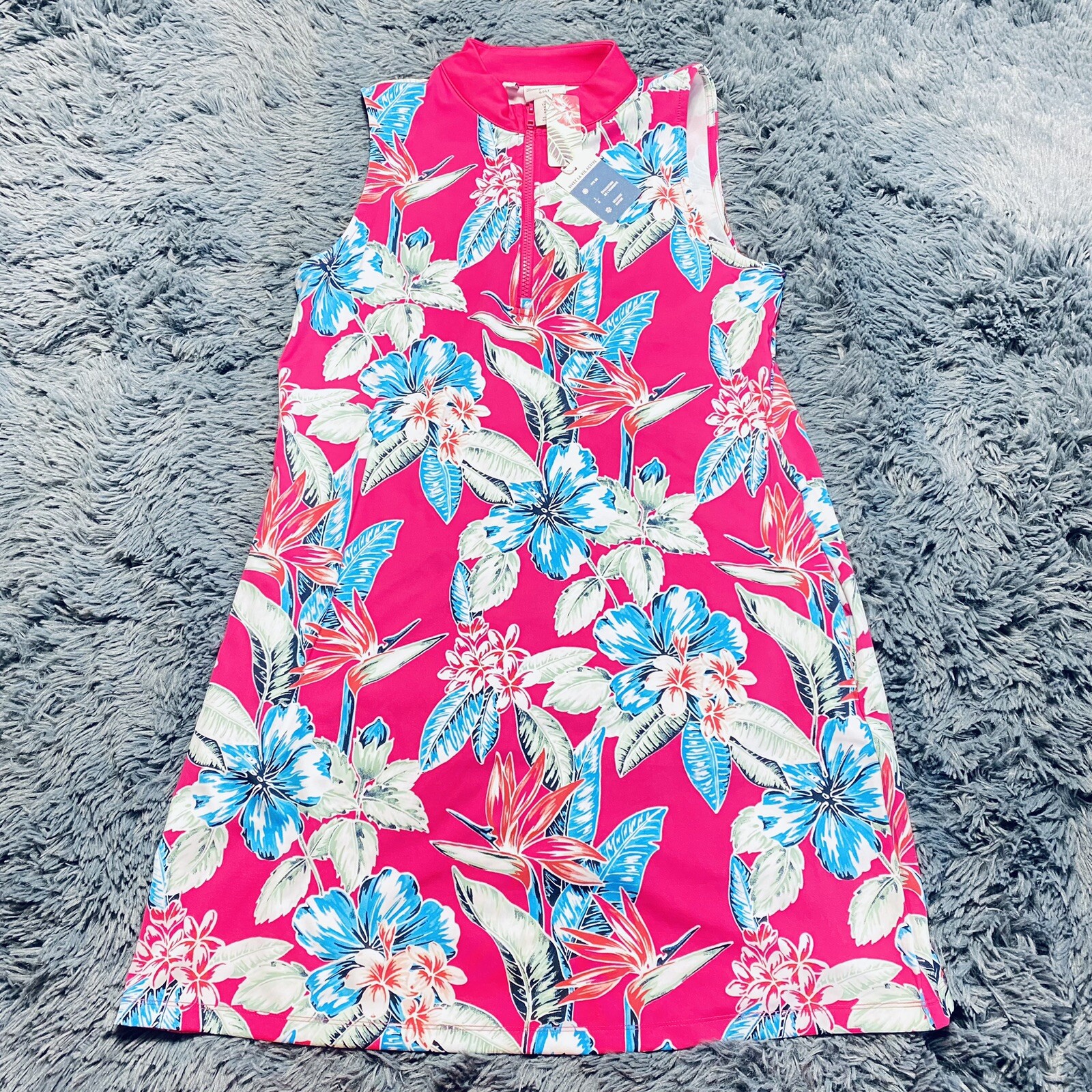 Tommy Bahama Golf Tennis Dress Birds Of Paradise Tropical Print w/ Shorts Pink S