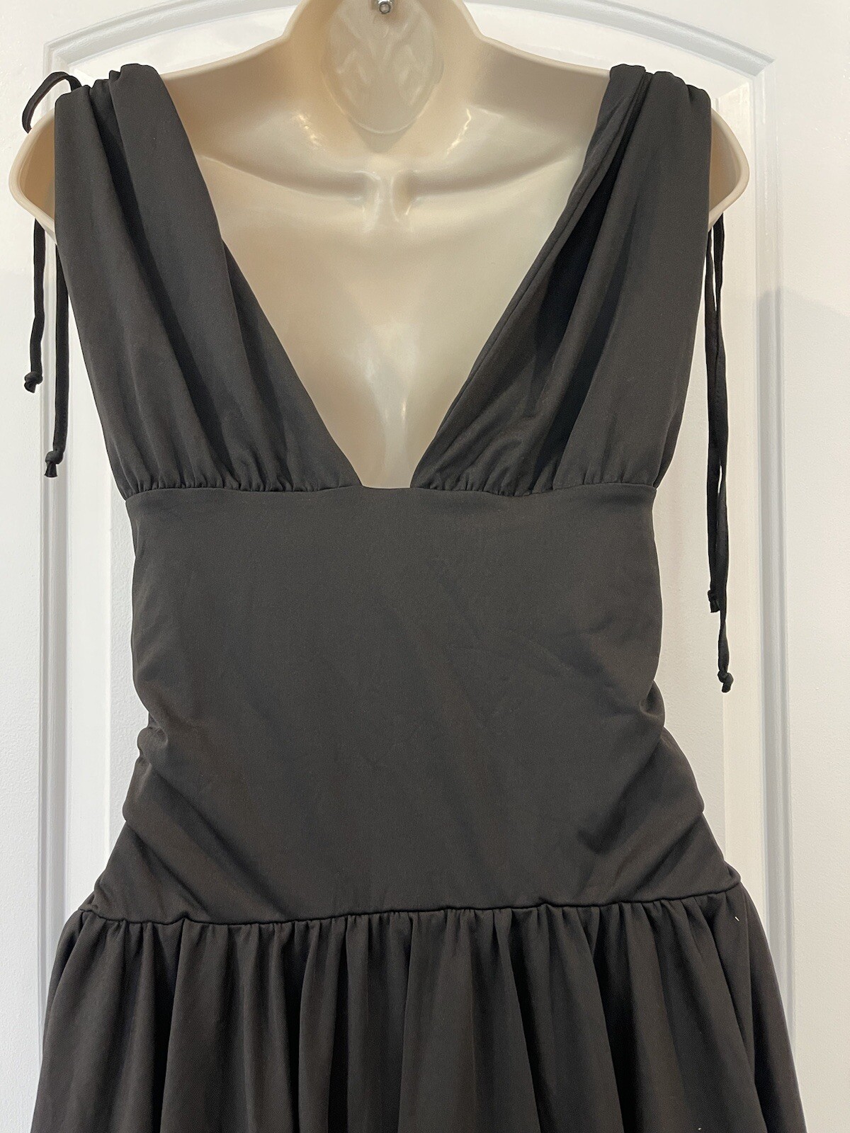 Bersy Black XS/S Rouched Cocktail Party Mini Dress Wedding Empire Waist Jersey