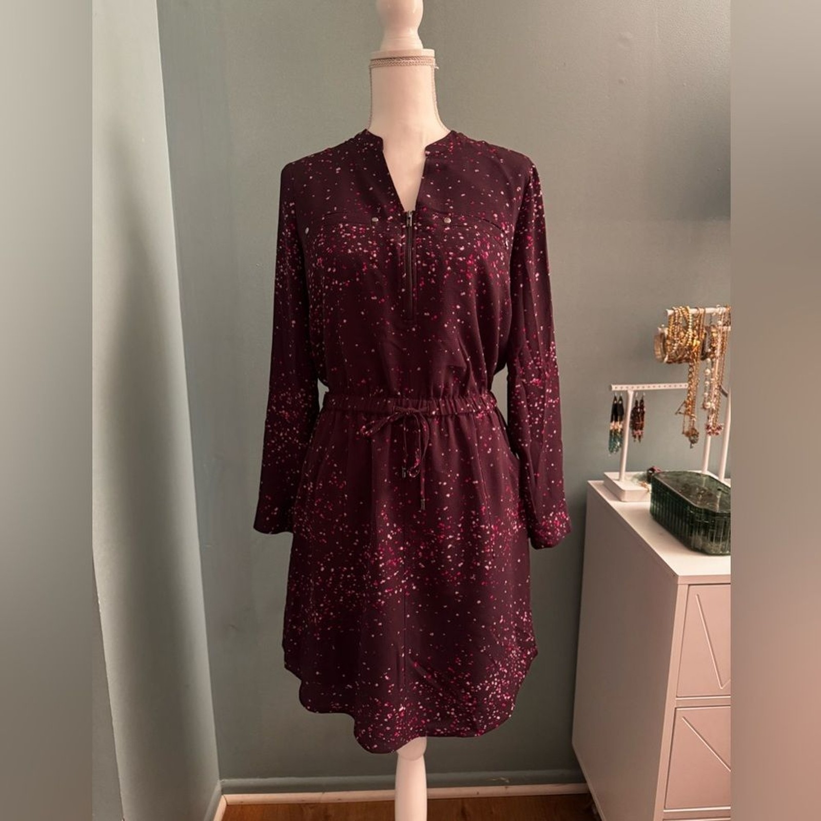 Apt. 9 Burgundy PINK MEDIUM Long Sleeve Dress